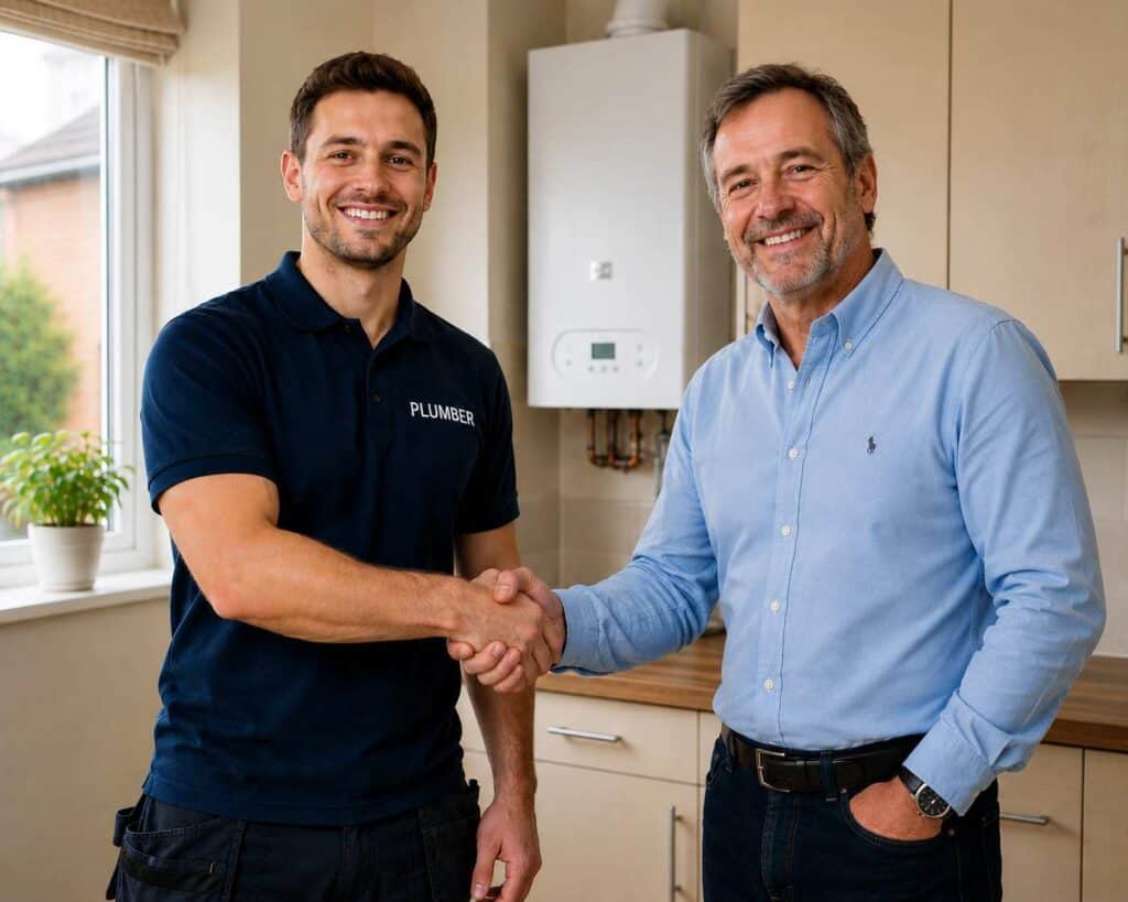 plumber and happy customer